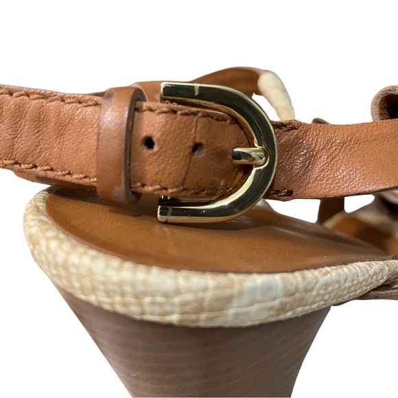 Franco Sarto US 9 L-Betsy Stylish Brown Leather Women's Heels Sandles - Picture 8 of 10